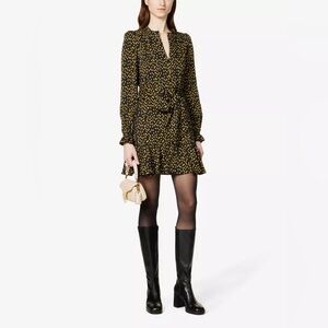 ME AND EM Belted petal-print mini dress